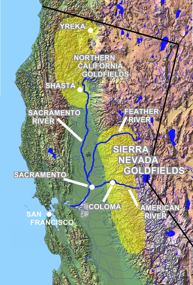 California Gold Rush mining regions